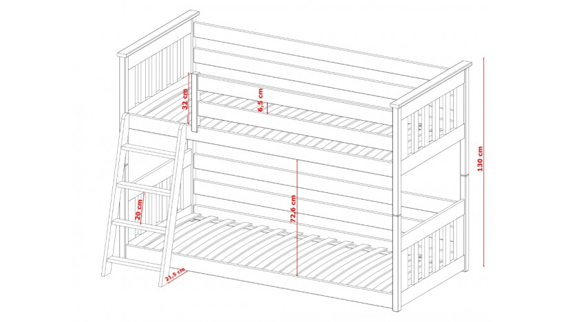 KEVIN dviaukštė lova 90 x 200 cm (akcija iki 2024-05-31)