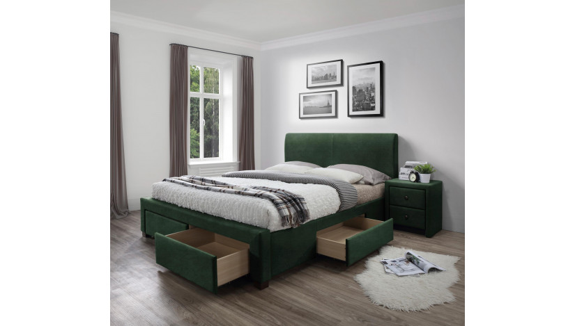 MODENA 3 160 Miegamojo lova 160 x 200 cm tamsiai žalia velvetas