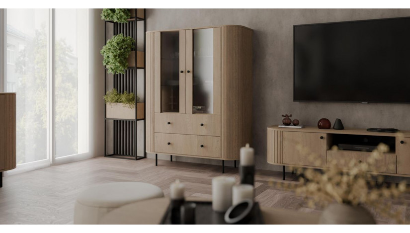 OVALIO 112 Vitrina 1F 2S ąžuolas cremona