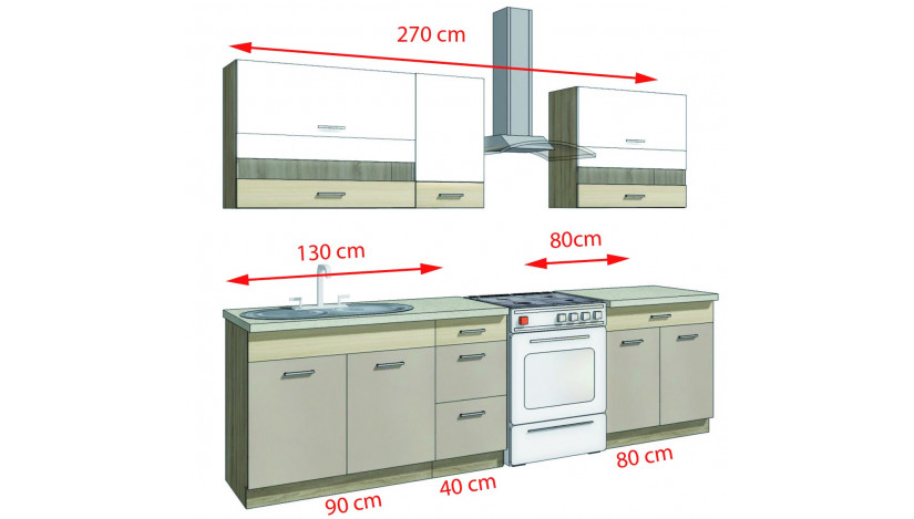Premio B ( 270 cm ) Virtuvės baldų komplektas