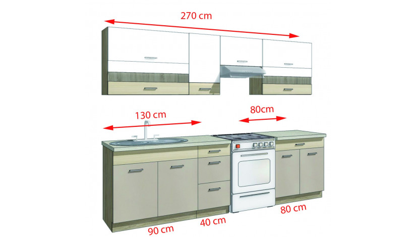 Premio B ( 270 cm ) Virtuvės baldų komplektas