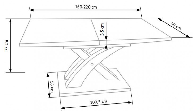 SANDOR Stalas išskleidžiamas 160-220 cm baltas
