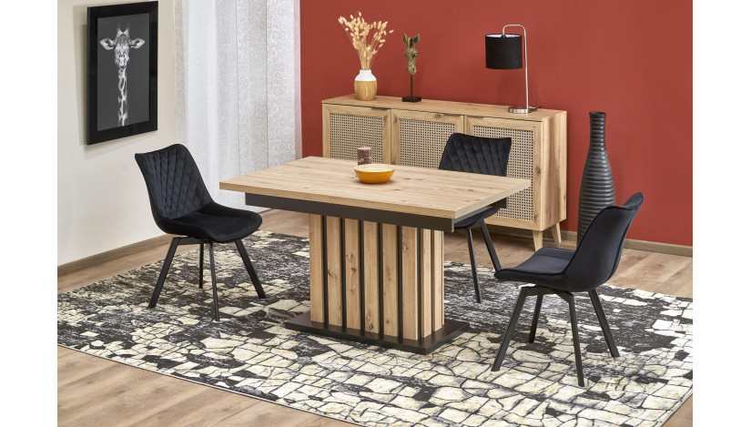 LAMELLO išskleidžiamas stalas 130-180/80 cm artisan / juoda sp.
