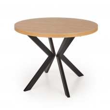 PERONI apvalus išskleidžiamas stalas 100-250/100/75 cm auksinis ąžuolas / juoda sp.