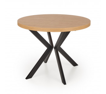 PERONI apvalus išskleidžiamas stalas 100-250/100/75 cm auksinis ąžuolas / juoda sp. PERONI apvalus išskleidžiamas stalas 100-250/100/75 cm auksinis ąžuolas / juoda sp.