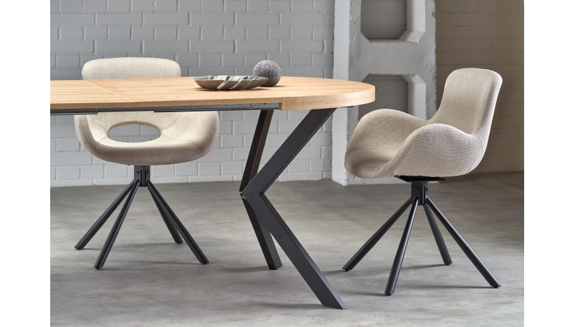 PERONI apvalus išskleidžiamas stalas 100-250/100/75 cm auksinis ąžuolas / juoda sp.