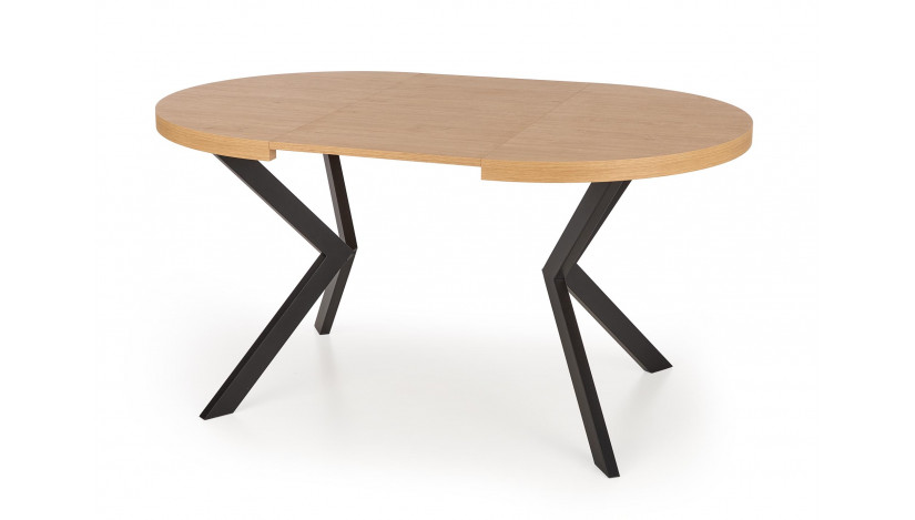 PERONI apvalus išskleidžiamas stalas 100-250/100/75 cm auksinis ąžuolas / juoda sp.