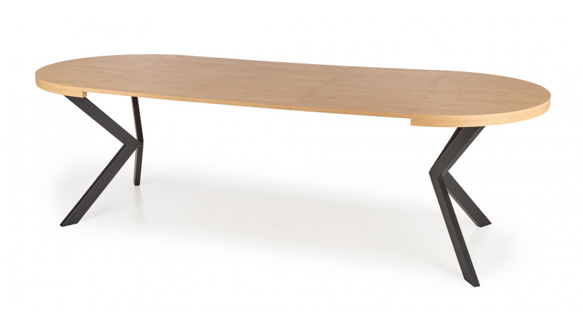 PERONI apvalus išskleidžiamas stalas 100-250/100/75 cm auksinis ąžuolas / juoda sp.
