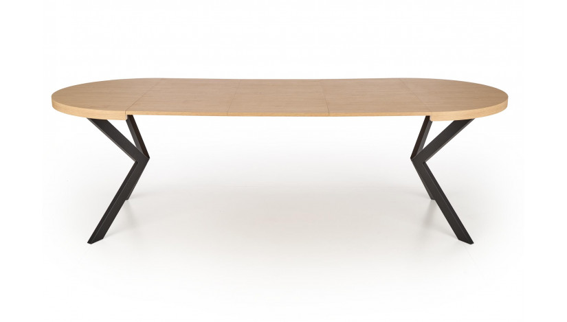 PERONI apvalus išskleidžiamas stalas 100-250/100/75 cm auksinis ąžuolas / juoda sp.
