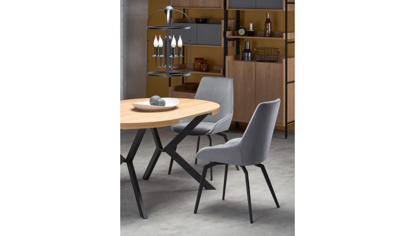 PERONI apvalus išskleidžiamas stalas 100-250/100/75 cm auksinis ąžuolas / juoda sp.