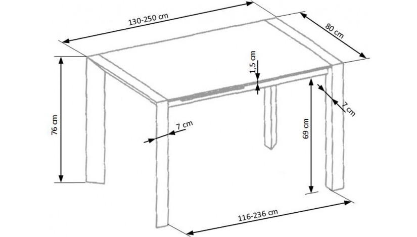 STANFORD XL Stalas išskleidžiamas 130-250 cm