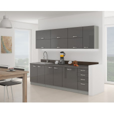 Grey 260 cm Virtuvės baldų komplektas